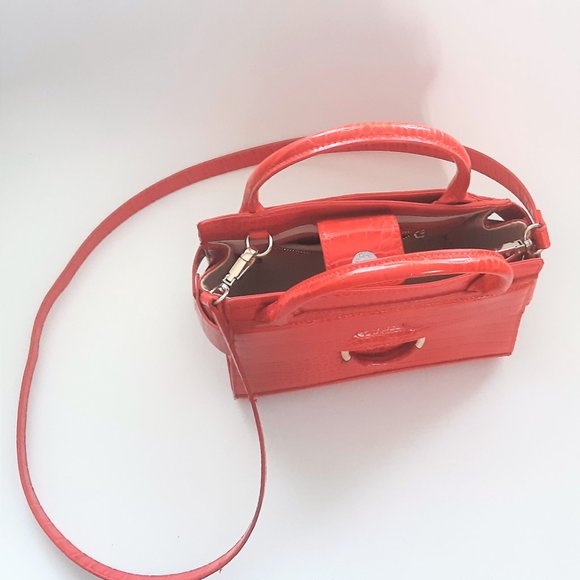 Sam Edelman Chiara Red Mini Handbag Alligator Croc Texture - Picture 5 of 11